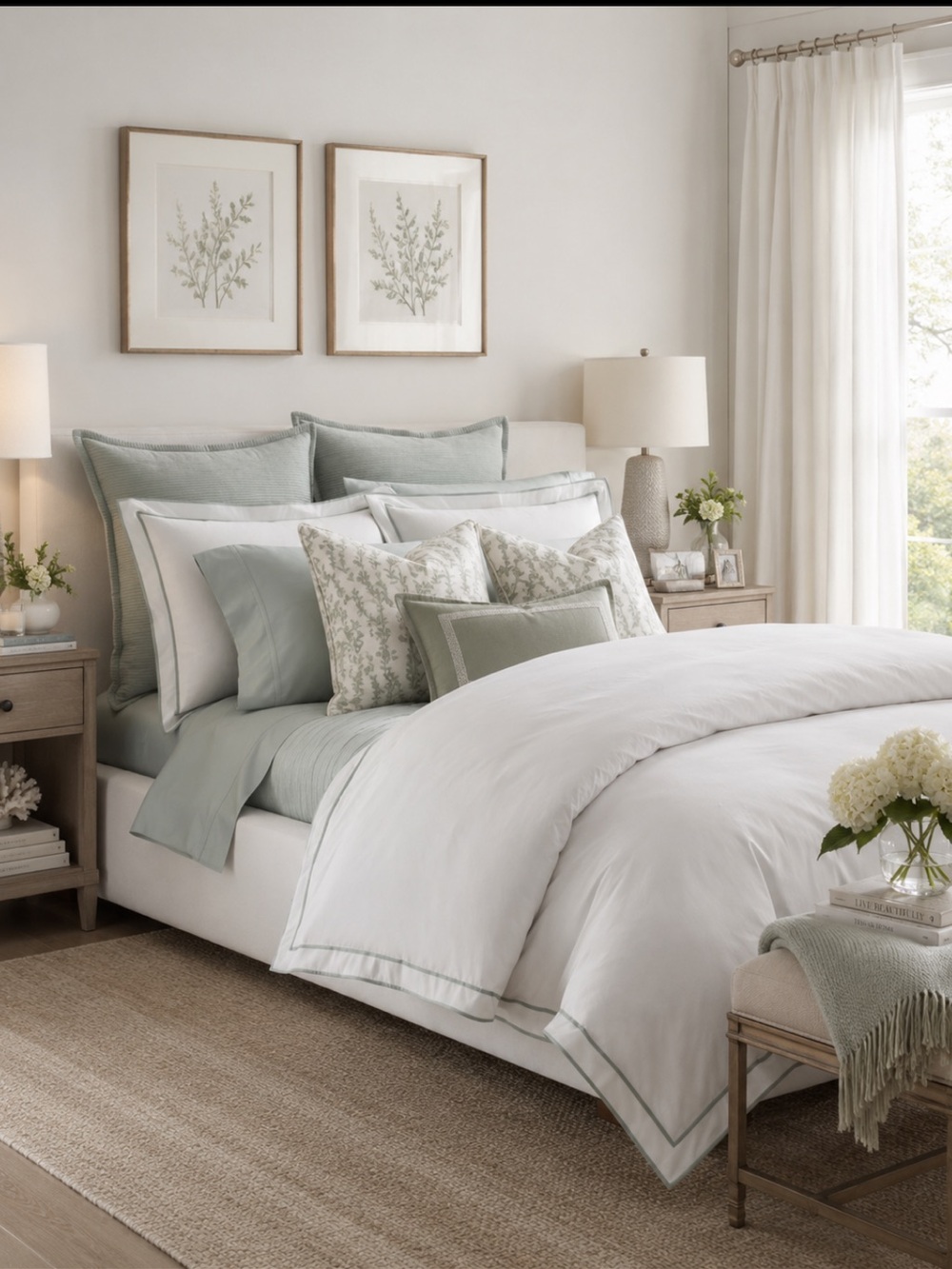 Brand new LAUREN Ralph Lauren Spencer Sateen Border Queen Duvet Cover‎ Sage